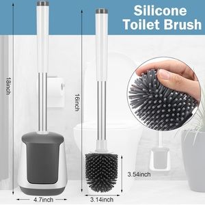 6 Pack Silicone Toilet Brush and Holder Bulk, Rubber Bowl Toilet Brush and Holde